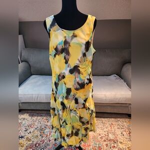 Robbie Bee Floral Sleeveless Dress - Yellow and Green 14P